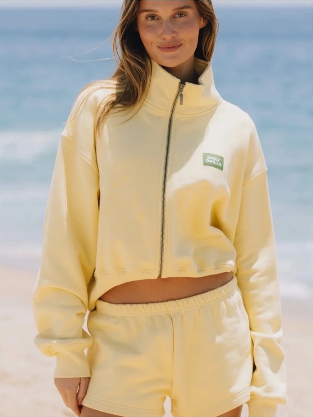 Daily Drills Heavyweight Funnel Neck Double Zip - Butter